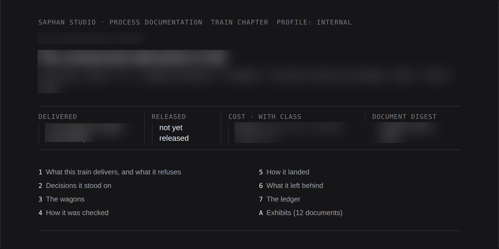 Process documentation preview: chapter heading, statuses and contents